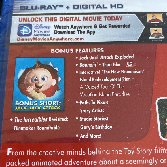 Disney Pixar The Incredibles Blu-ray digital HD DVD 🎉HP🎉 - Picture 4 of 4
